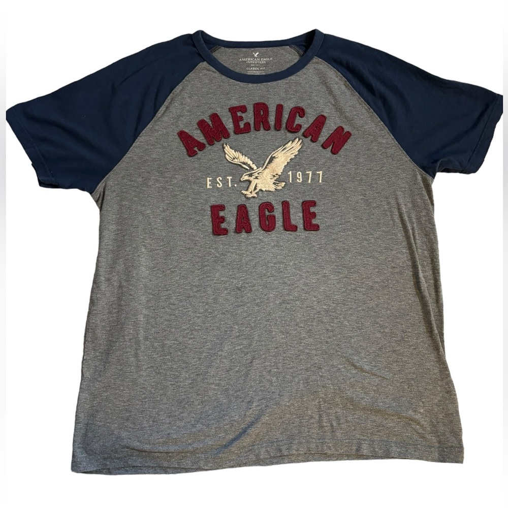 American Eagle Outfitters Men’s Gray/Blue‎ Short Sleeve Tee-Shirt Size XL